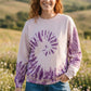 Batik Desenli Oversize Sweatshirt – %100 Pamuk, Mor Spiral