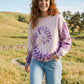 Batik Desenli Oversize Sweatshirt – %100 Pamuk, Mor Spiral