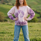Batik Desenli Oversize Sweatshirt – %100 Pamuk, Mor Spiral