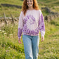 Batik Desenli Oversize Sweatshirt – %100 Pamuk, Mor Spiral