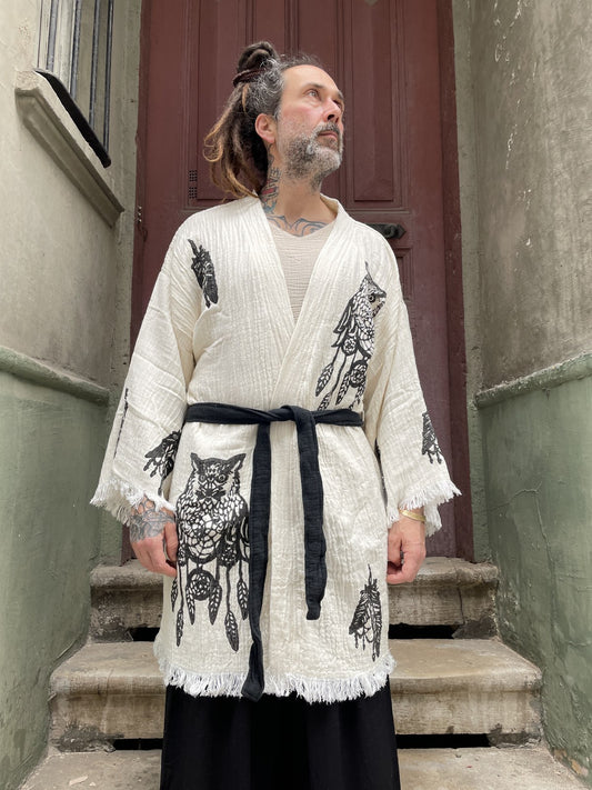 Festival Baykuş Uzun Erkek Kimono Ceket
