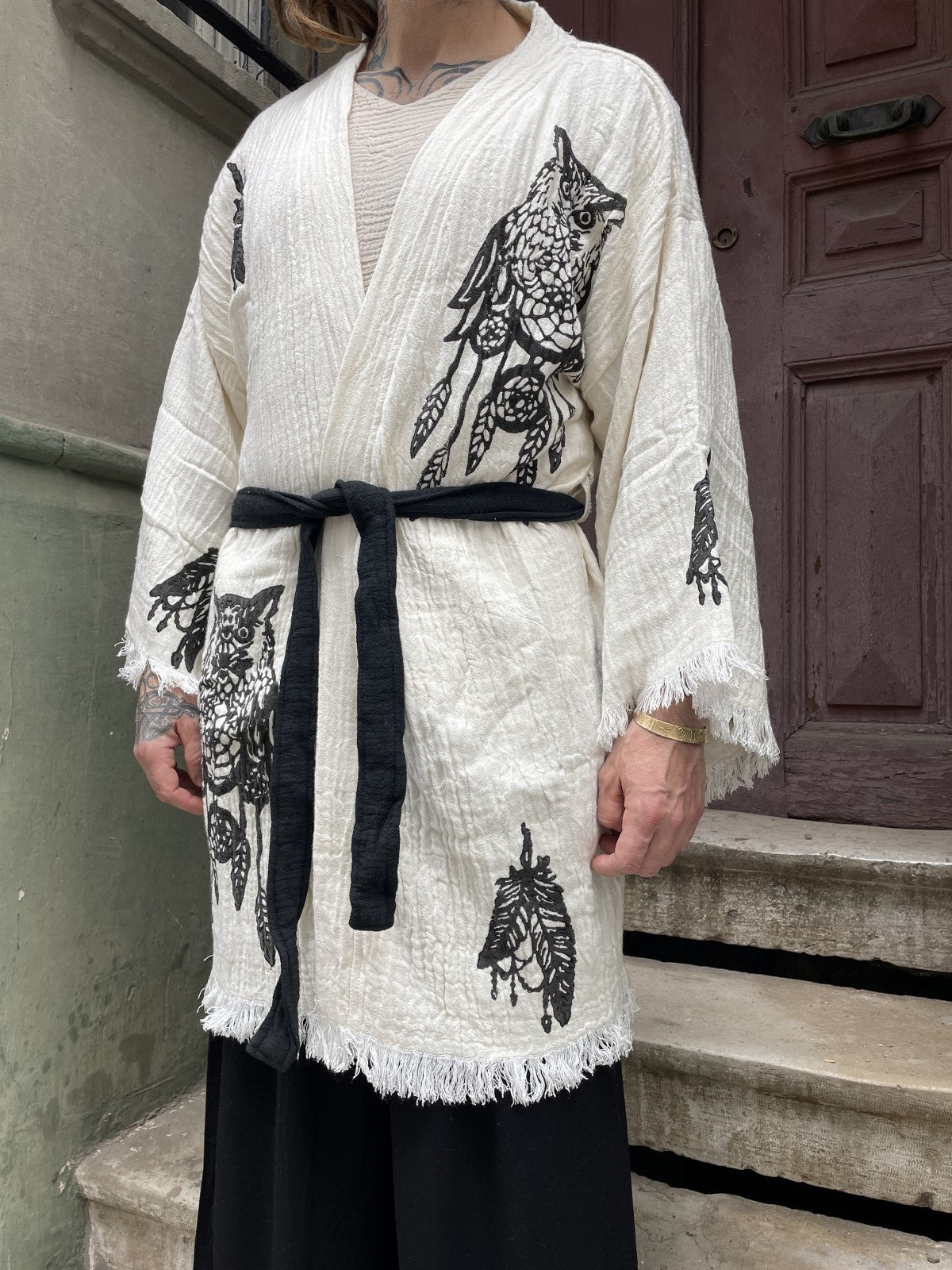 Festival Baykuş Uzun Erkek Kimono Ceket