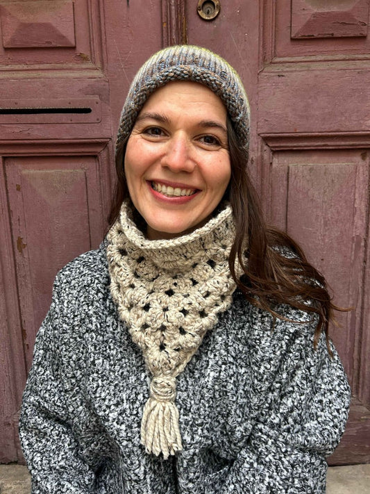 Bohem Renkli El Örgüsü Boyunluk Atkı