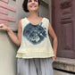 Bohem Batik Müslin Bluz – %100 Pamuk, Sarı Desenli