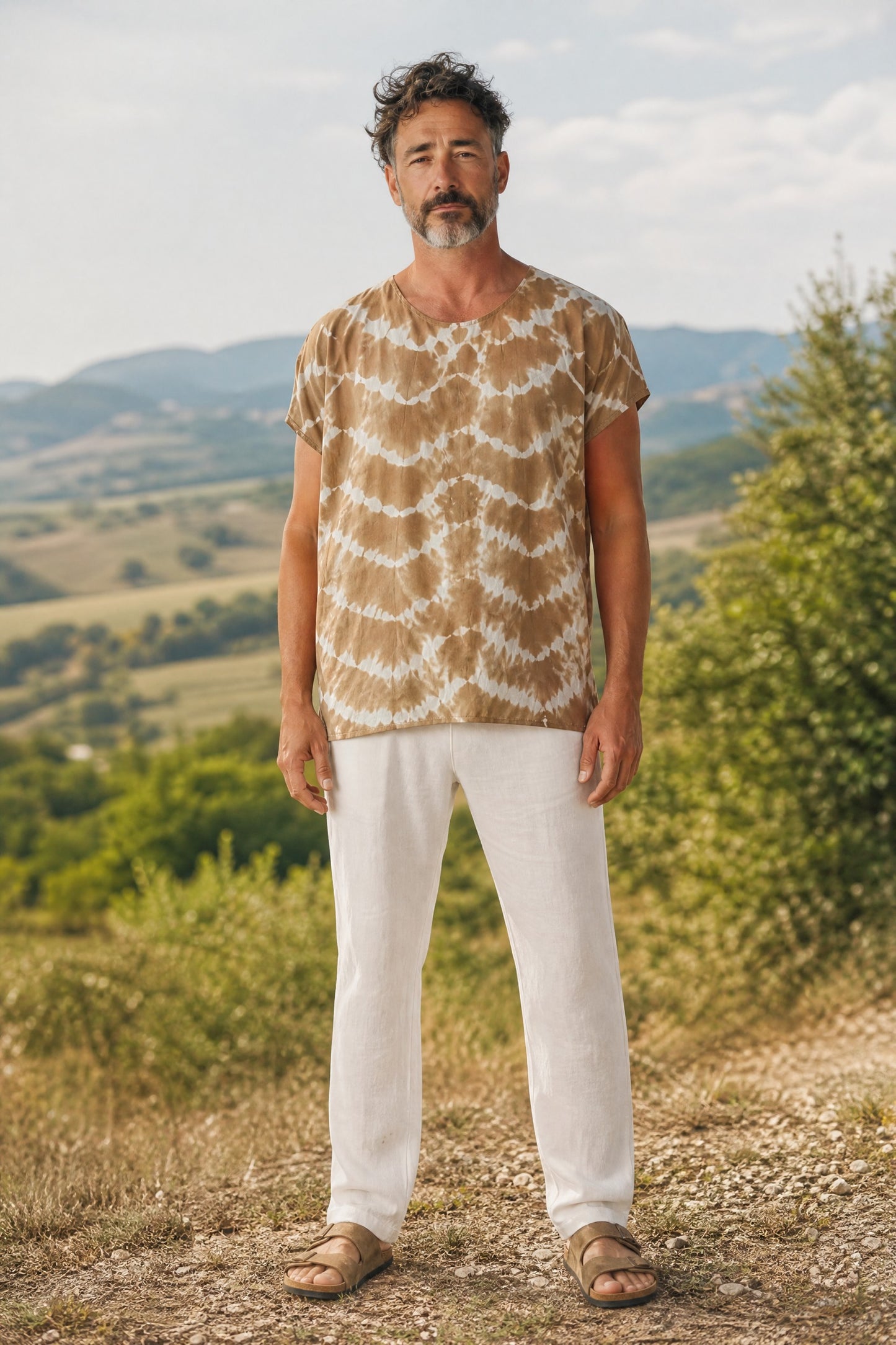 Bohem Batik Erkek Bluz – %100 Pamuk – Oversize Rahat Kesim – El Boyama Desenli