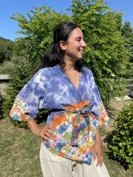 Bohem Batik Kadın Kimono – Mor Turuncu
