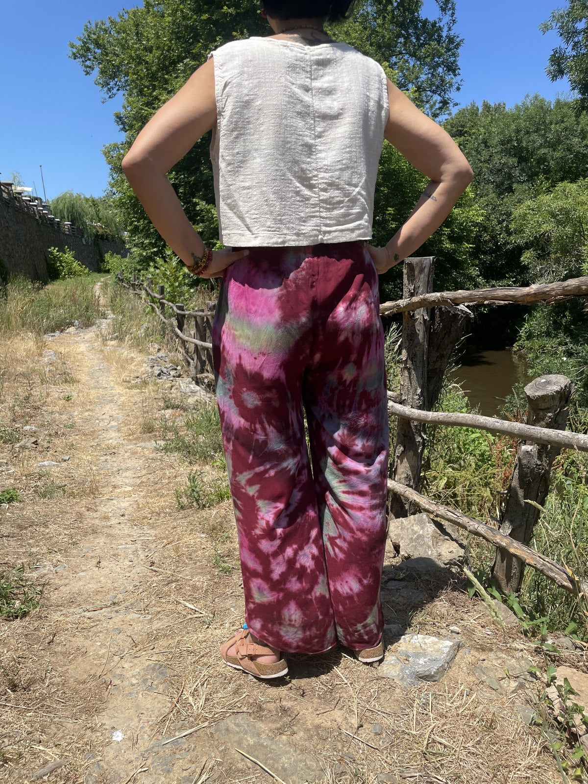 Bohem Kadın Batik Tasarım Şalvar Pantolon – Etek Görünümlü – Renkli