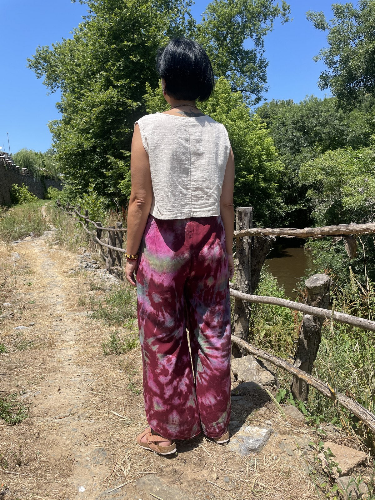 Bohem Kadın Batik Tasarım Şalvar Pantolon – Etek Görünümlü – Renkli