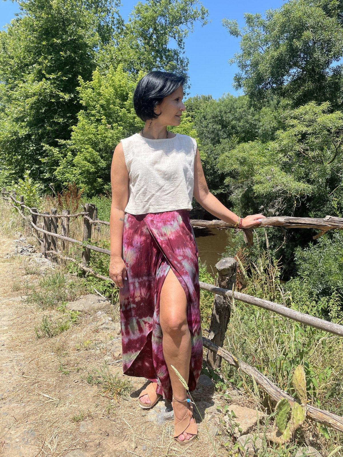 Bohem Kadın Batik Tasarım Şalvar Pantolon – Etek Görünümlü – Renkli