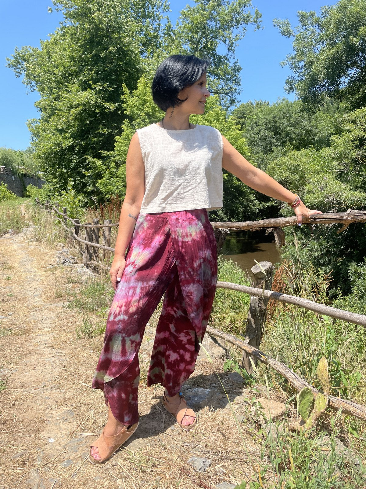 Bohem Kadın Batik Tasarım Şalvar Pantolon – Etek Görünümlü – Renkli