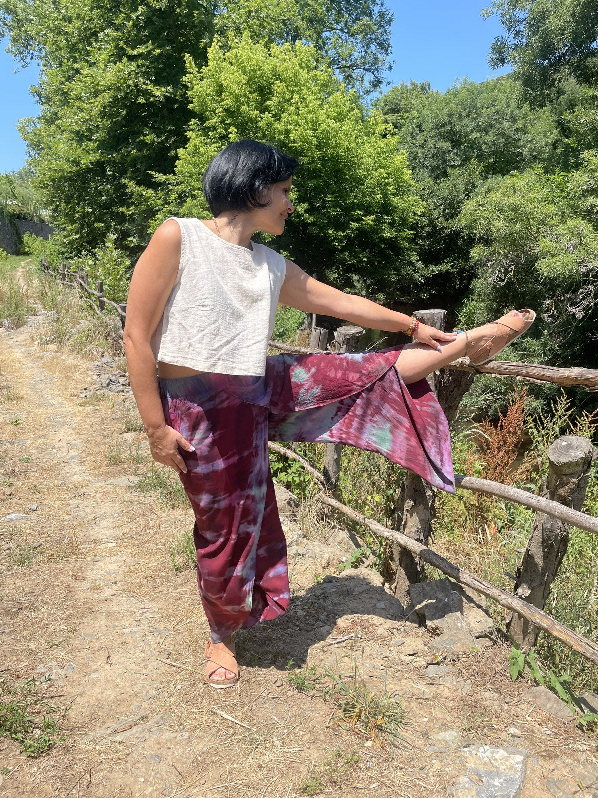 Bohem Kadın Batik Tasarım Şalvar Pantolon – Etek Görünümlü – Renkli