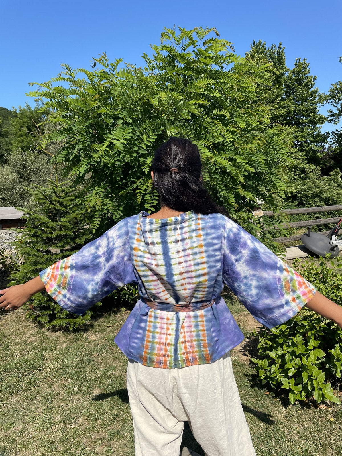 Bohem Batik Kadın Kimono – Mor Turuncu