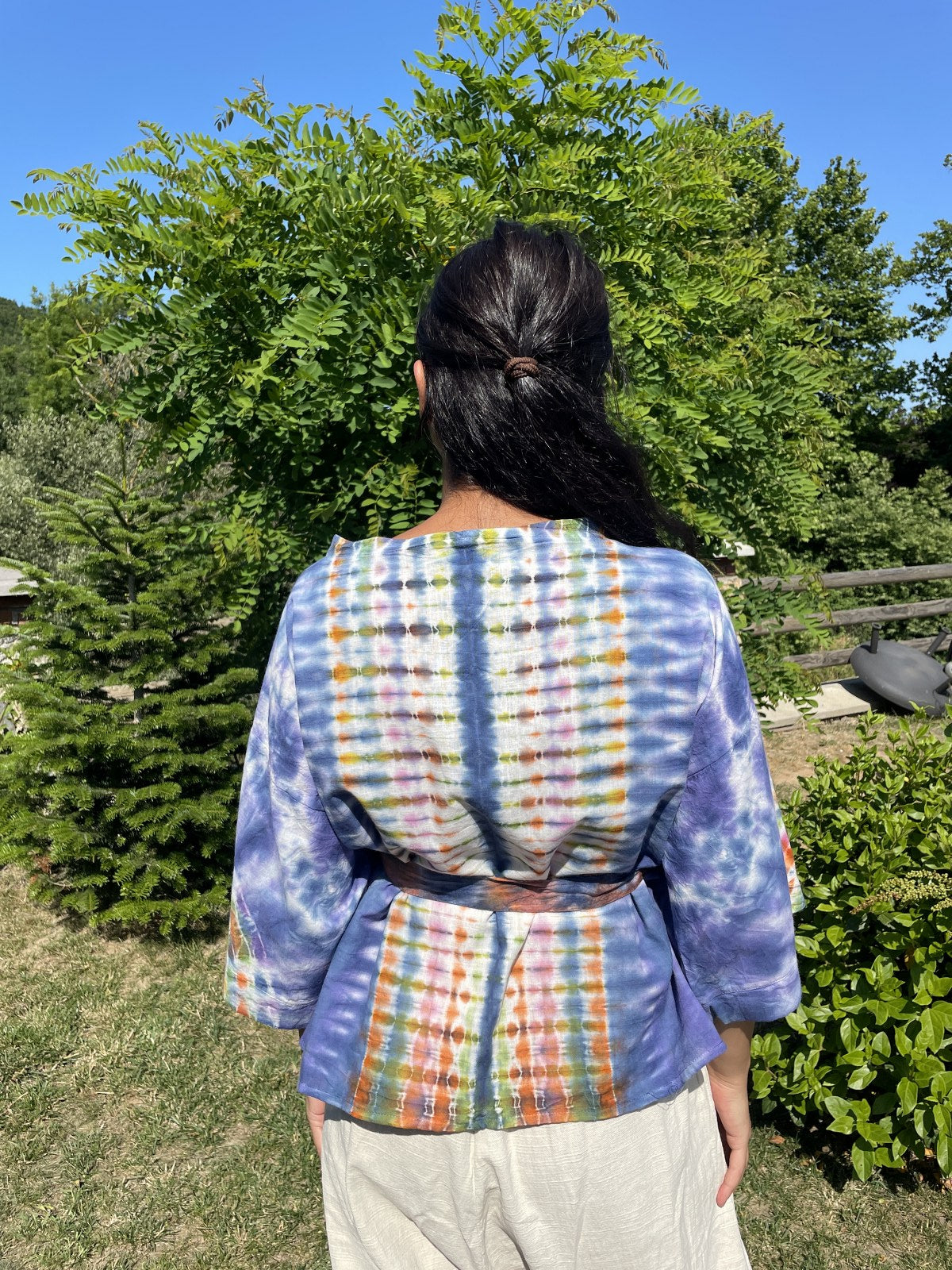 Bohem Batik Kadın Kimono – Mor Turuncu