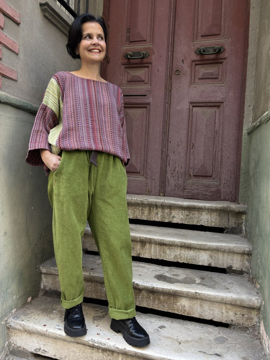 Solstice – Çok Renkli Dokuma Kadın Bluz | %100 Doğal Pamuk – Sürdürülebilir Üretim