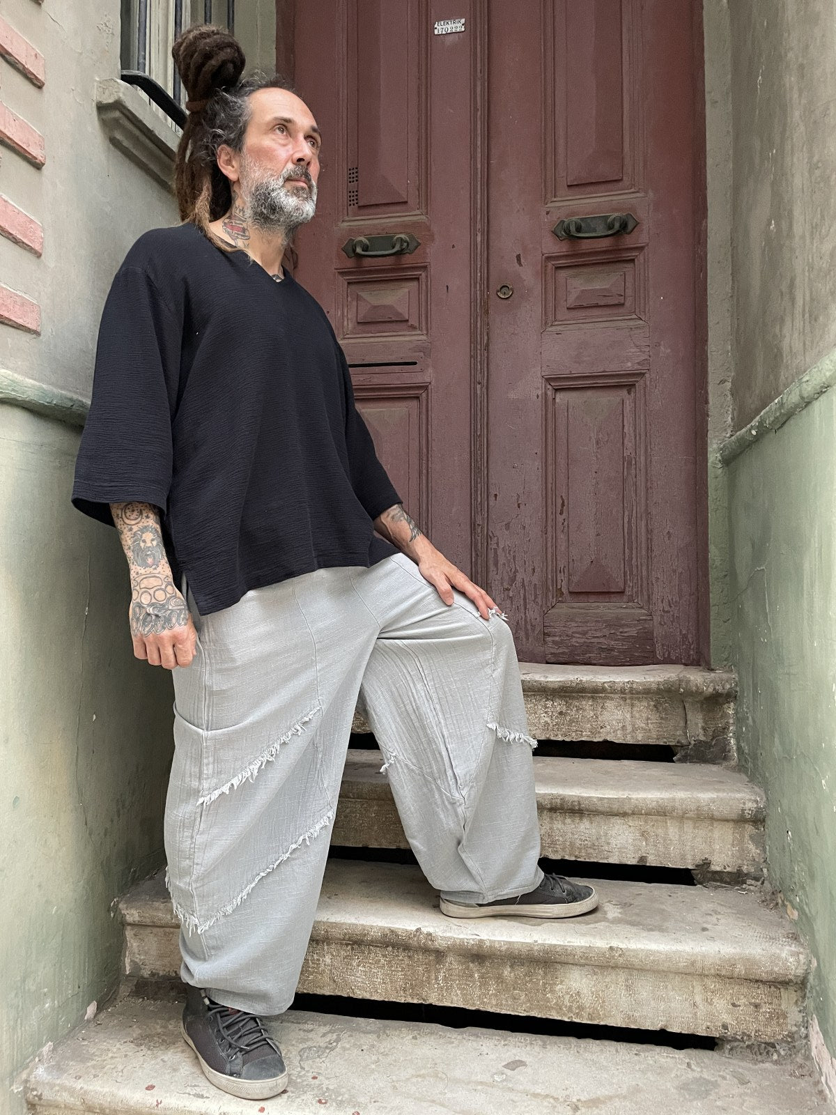 Bohem Bol Paça Salaş Pantolon - Gri