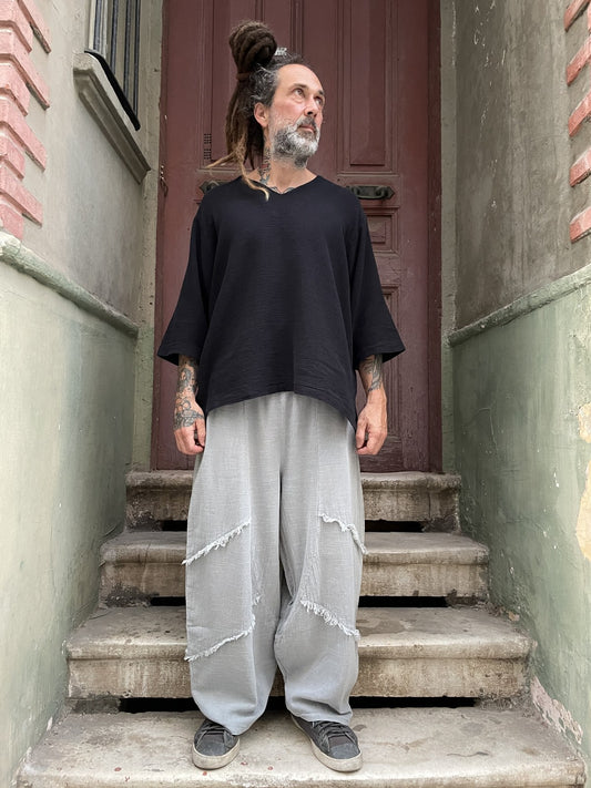 Bohem Bol Paça Salaş Pantolon - Gri