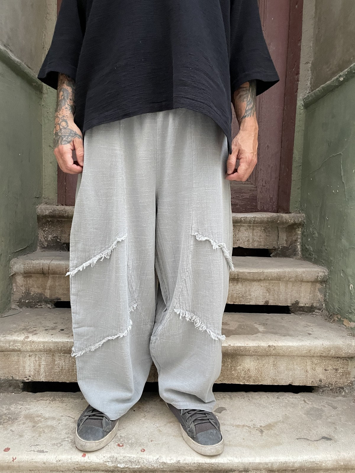 Bohem Bol Paça Salaş Pantolon - Gri