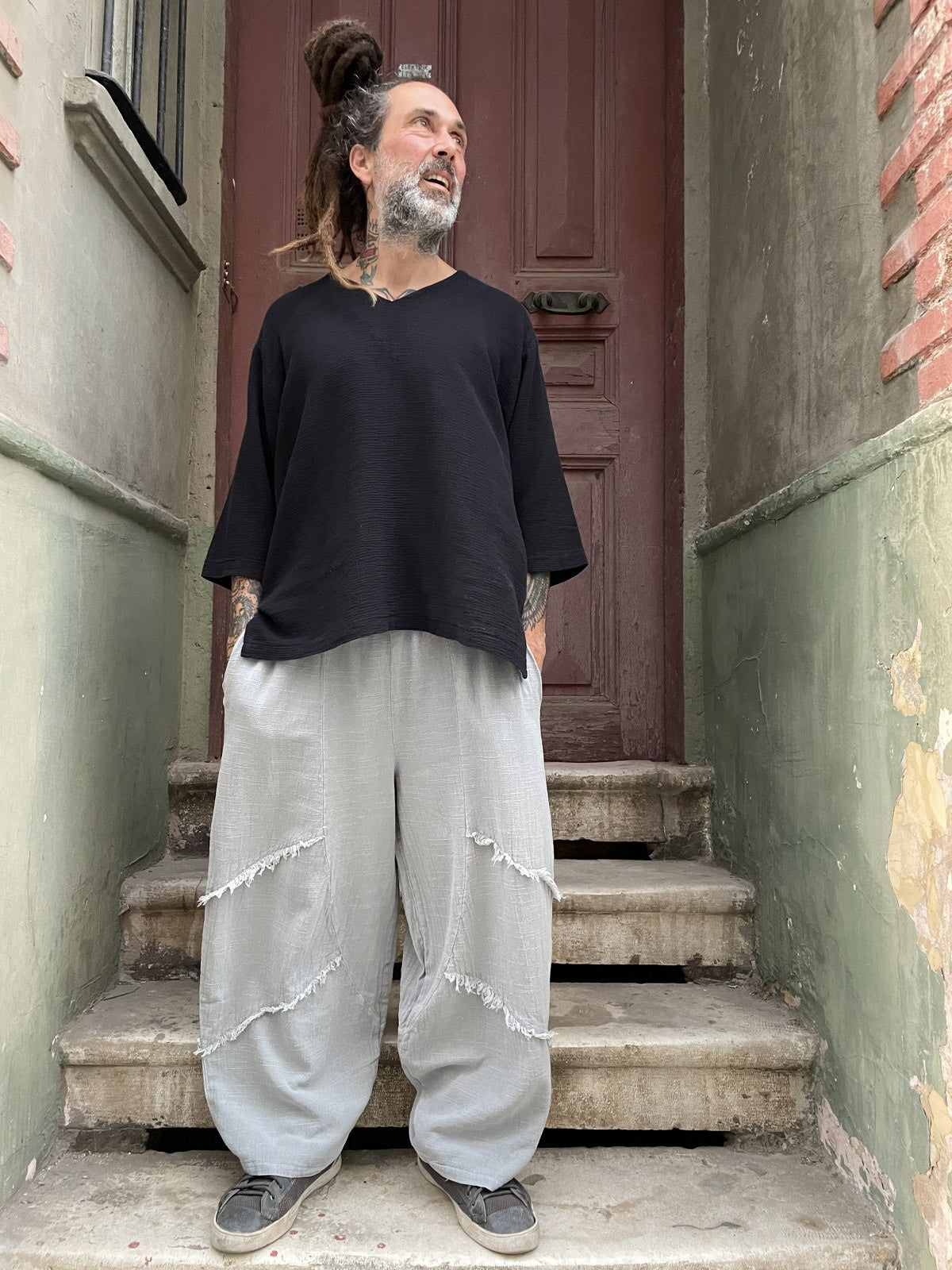 Bohem Bol Paça Salaş Pantolon - Gri