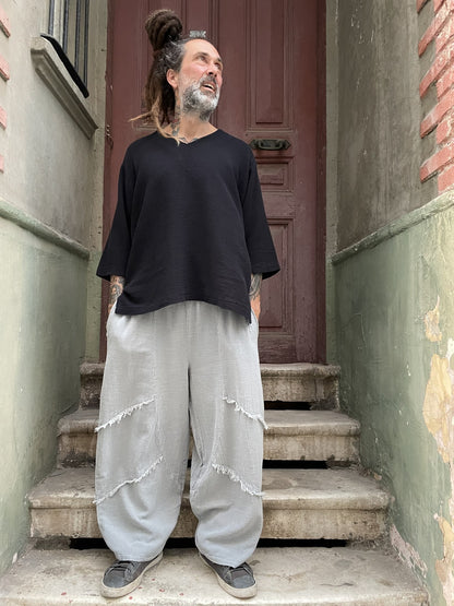 Bohem Bol Paça Salaş Pantolon - Gri
