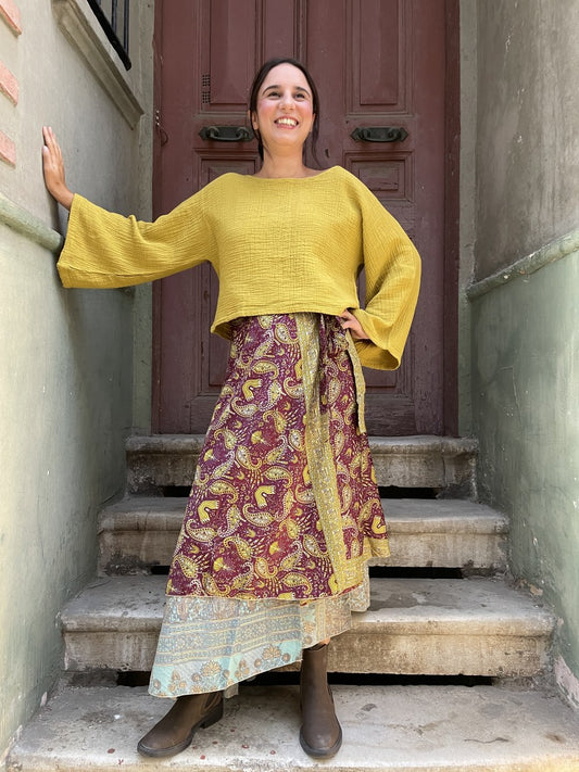 Çift Taraflı Nepal Bohem İpek Etek 