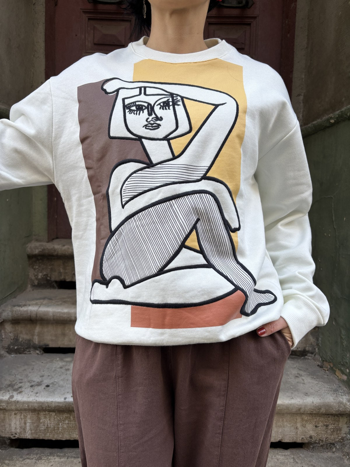 Kadın Modern Nakışlı Sweatshirt