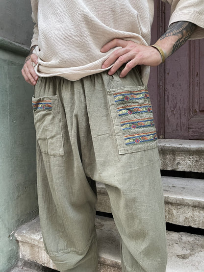 Bohem Cep Detaylı Salaş Yoga Pantolon Şalvar