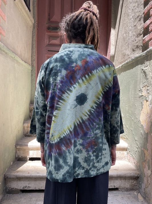 Bohem Renkli Tasarım Batik Erkek Kimono Ceket