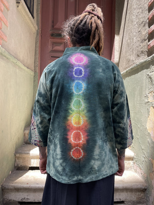 Bohem Erkek Chakra Batik Tasarım Kimono Ceket