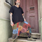 Nepal Patchwork Mavi Bordo Kadın Pantolon