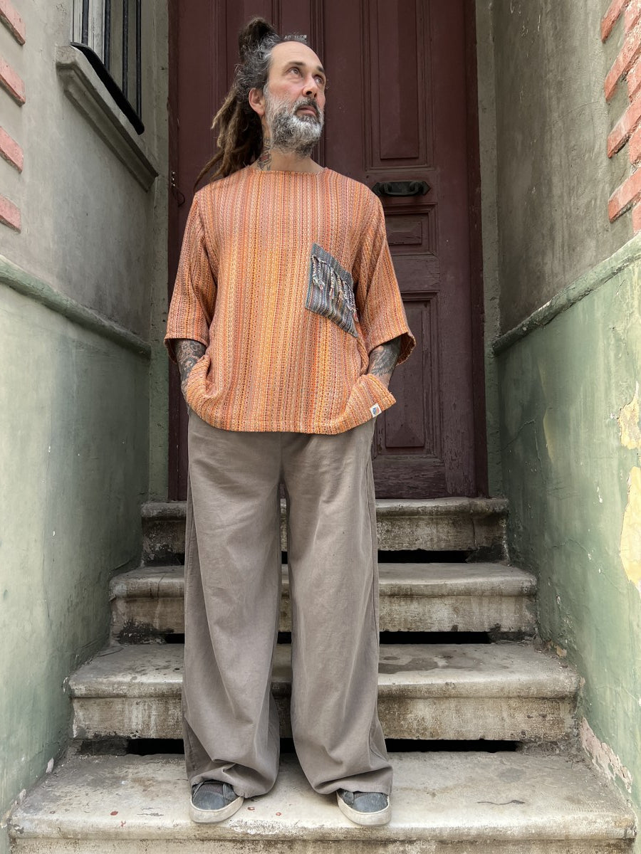 Erkek Kadife Bol Paça Pantolon – Vizon