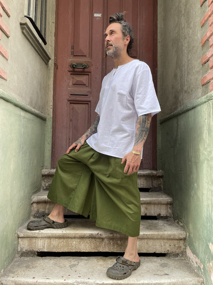 Bohem Yeşil Bol Paça Salaş Erkek Pantolon