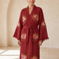 Göz Desenli Müslin Kimono Kaftan – Bordo