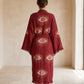 Göz Desenli Müslin Kimono Kaftan – Bordo