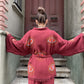 Bordo Göz Desenli Bohem Kadın Yoga Doğal Kumaş Kimono Takım Yoga Takımı