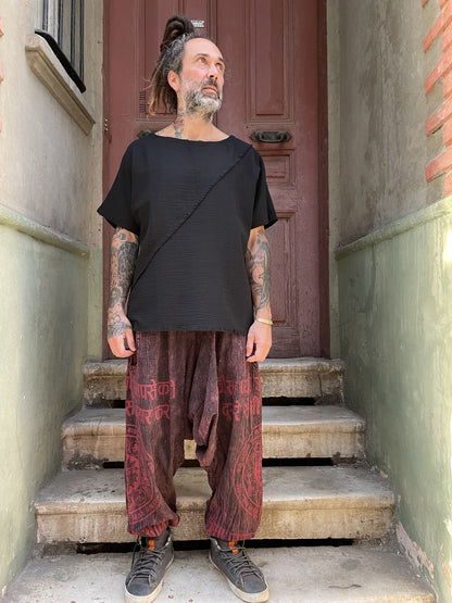 Unisex Nepal Yazılı Tasarım Şalvar Pantolon