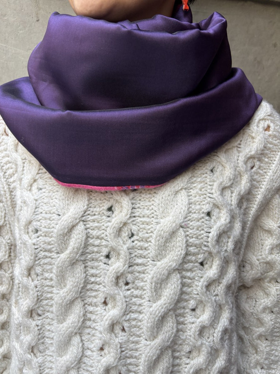 Pembe Mor Çift Taraflı Ekose & İpek Boyunluk – Kışlık, Yumuşak, Özel Tasarım