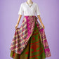 Çift Taraflı Bağlamalı İpek Etek Sarong – Pembe Desenli (Nepal)