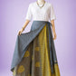 Çift Taraflı Bağlamalı İpek Etek Sarong – Gri Sarı Desenli (Nepal)