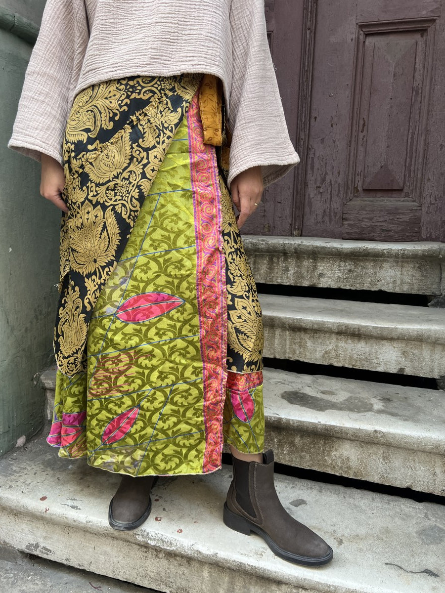 Çift Taraflı Nepal Bohem İpek Etek – Etnik Desenli