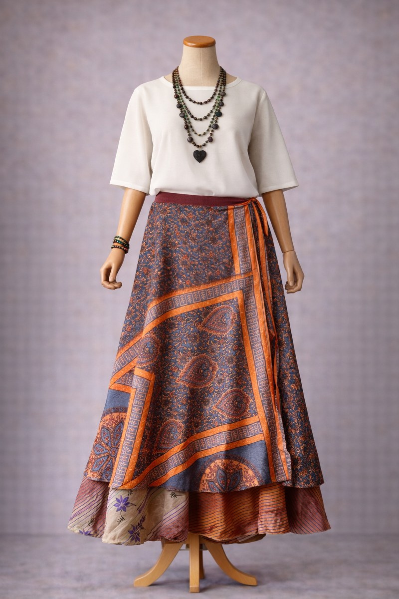 Çift Taraflı Bağlamalı İpek Etek