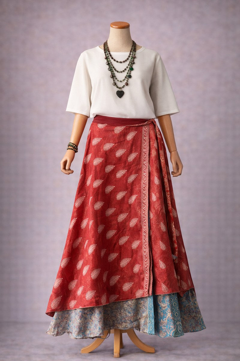 Çift Taraflı Bağlamalı İpek Etek – Soft Paisley