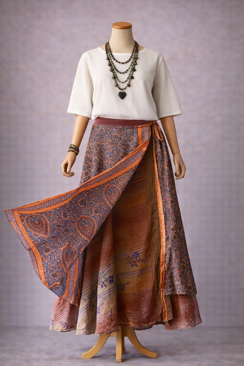 Çift Taraflı Bağlamalı İpek Etek