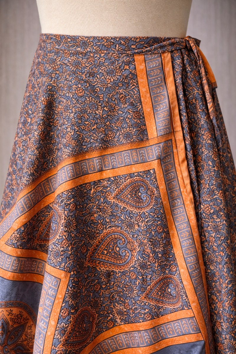 Çift Taraflı Bağlamalı İpek Etek detay