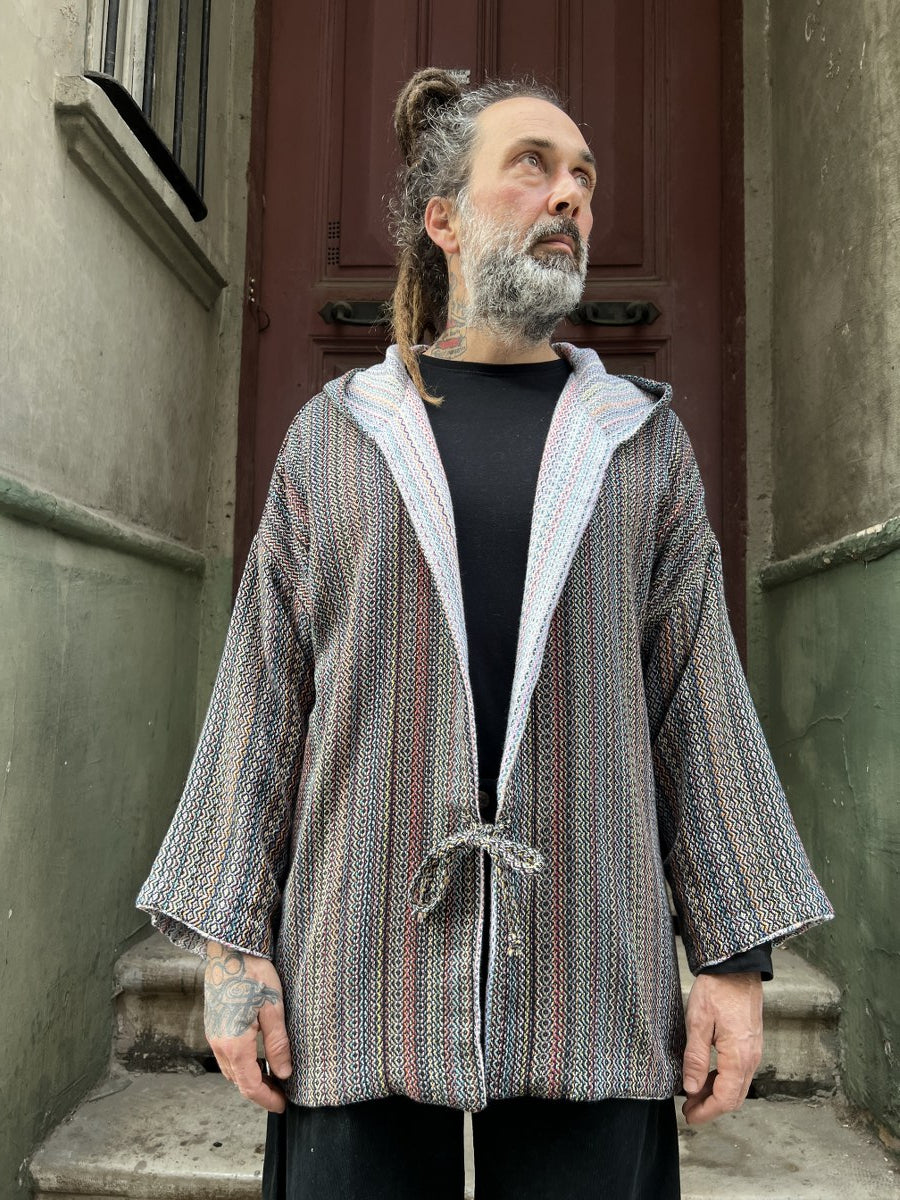 Çift Taraflı Kapüşonlu Hırka Kimono