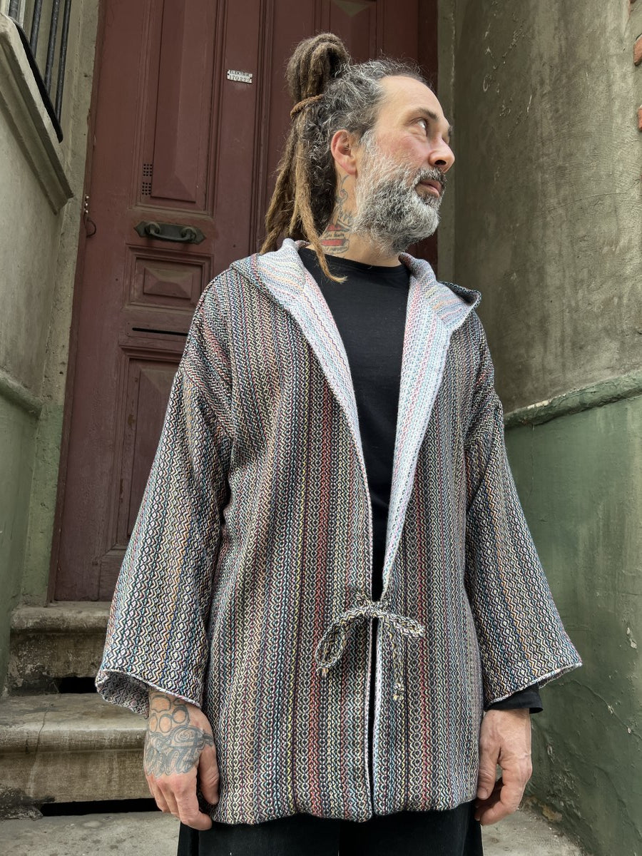 Çift Taraflı Kapüşonlu Hırka Kimono