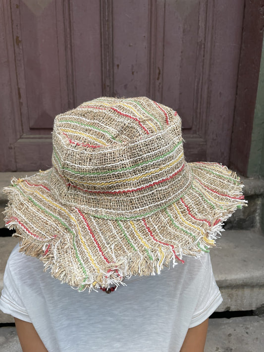 Doğal Hemp Çizgili Şapka