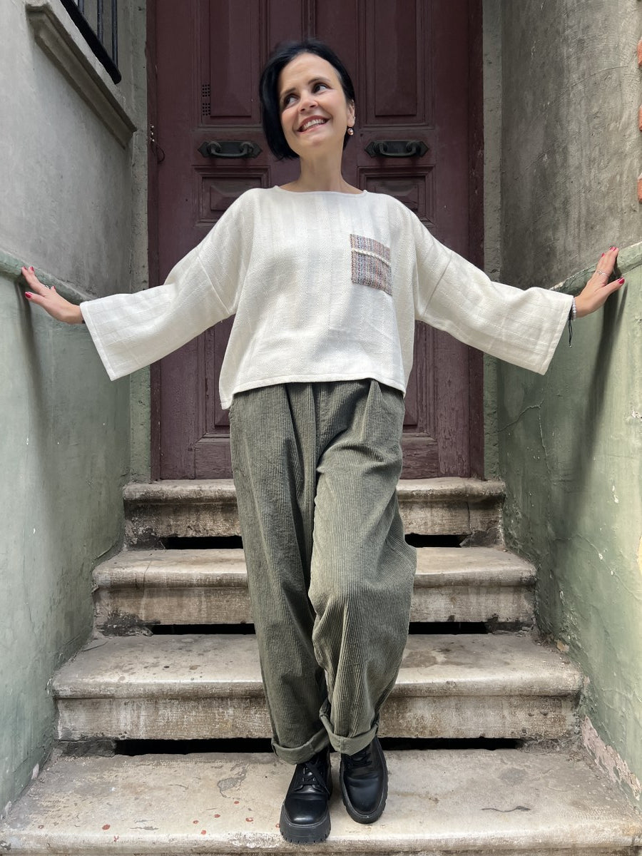 Ivoria Dokuma Kadın Bluz 