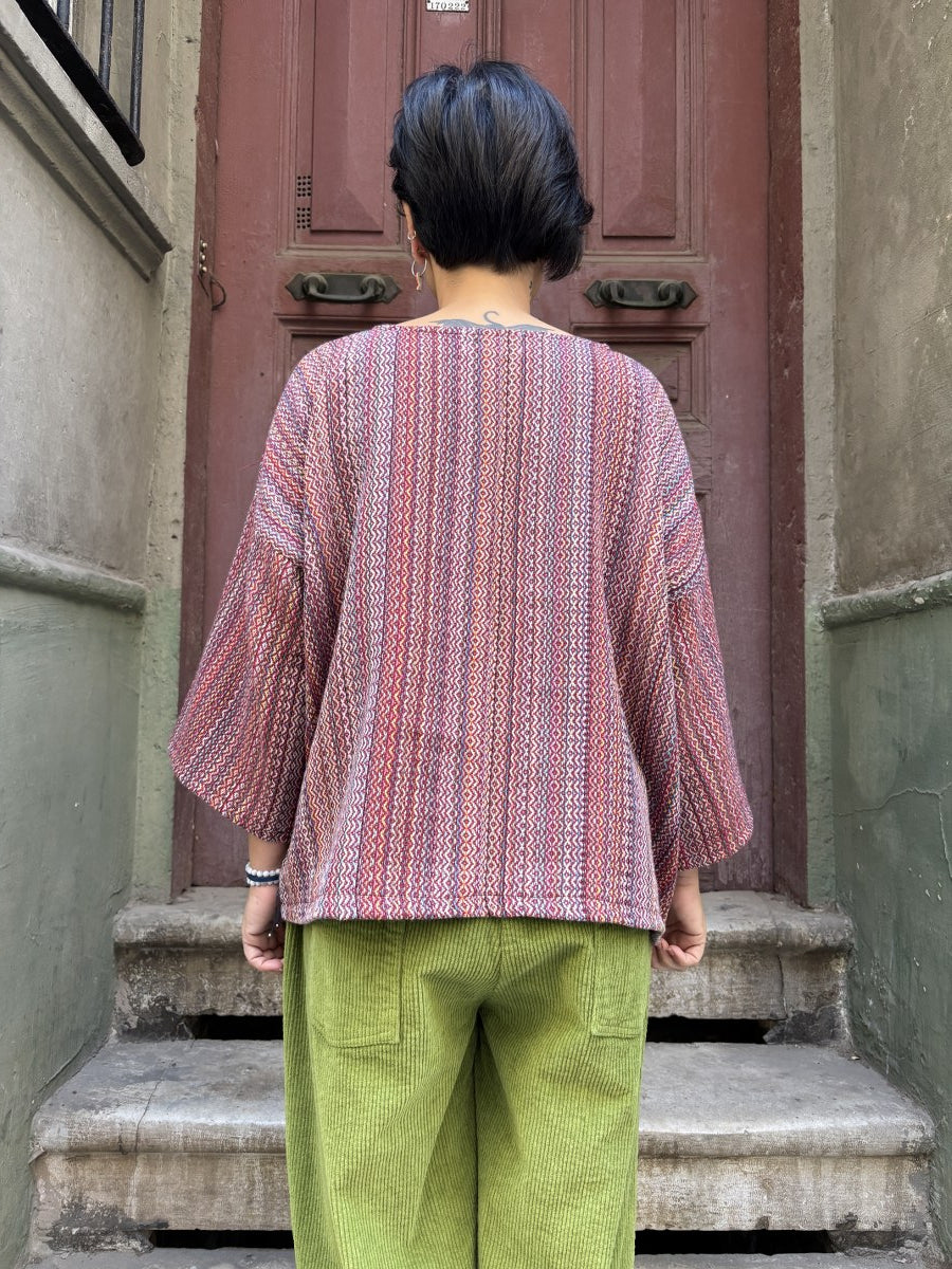 Solstice – Çok Renkli Dokuma Kadın Bluz | %100 Doğal Pamuk – Sürdürülebilir Üretim