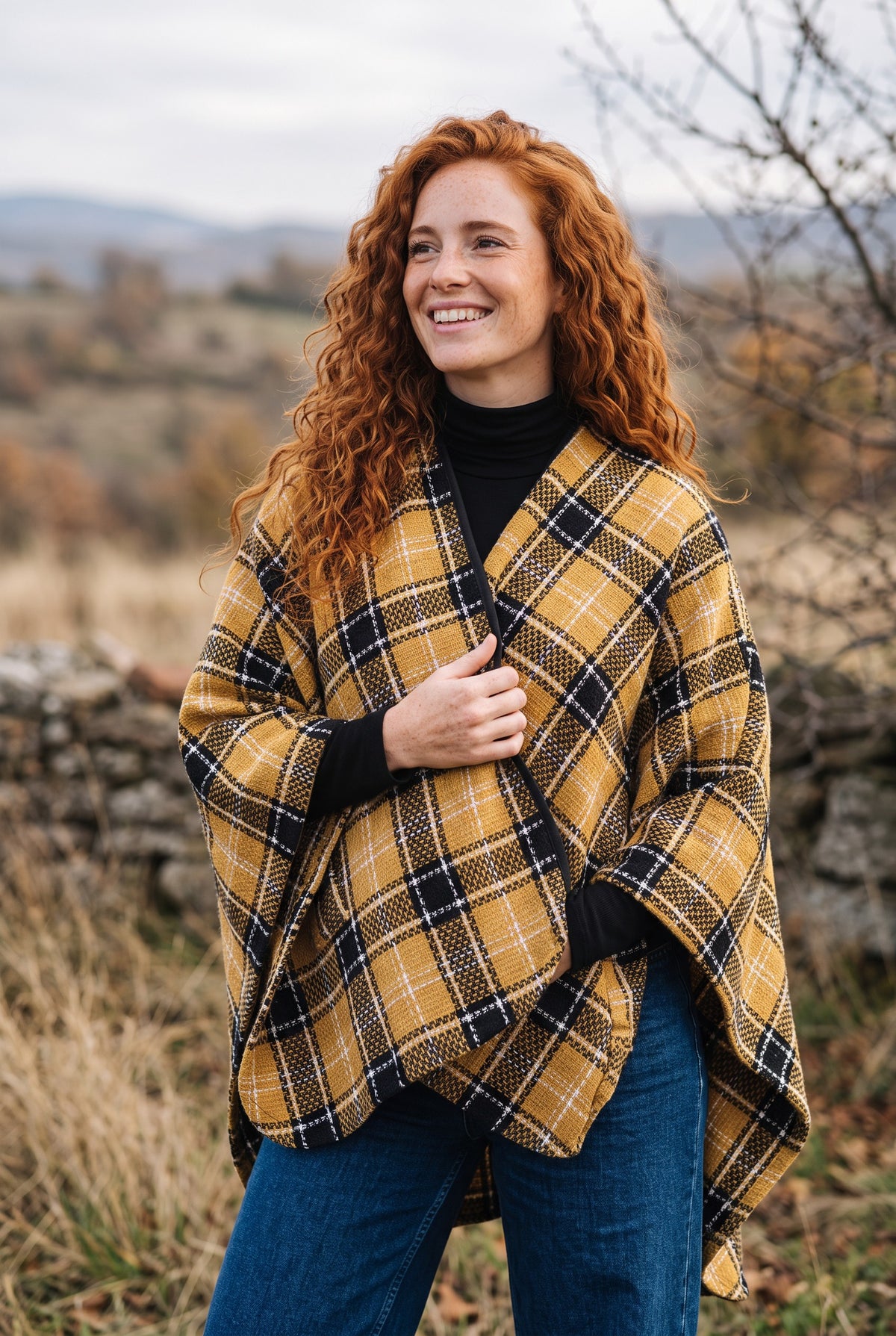 Bohemian One Pocket Colorful Poncho