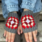 Bohemian Patterned Fingerless Lilac Gloves